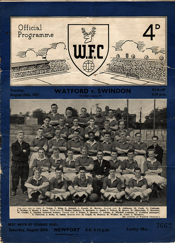 <b>Tuesday, August 24, 1954</b><br />vs. Watford (Away)